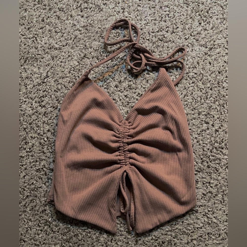 Brown Halter Crop Top